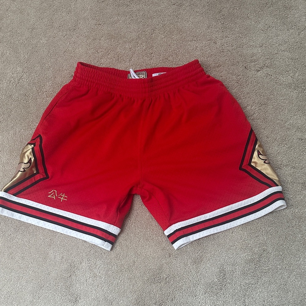 Mitchell & Ness Red and Gold 97-98 Chicago Bulls Shorts
